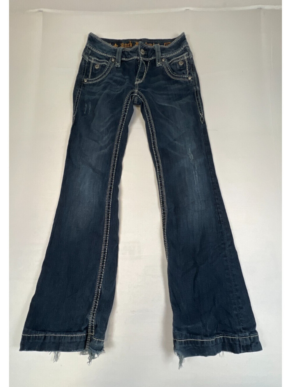 Rock Revival Women 25 Blue Elizabeth Wide Leg RJ8176W6 Denim Jeans